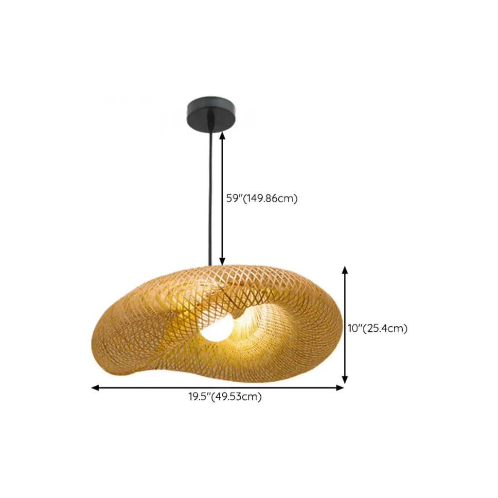 Suspension réglable en rotin et bambou de style oriental