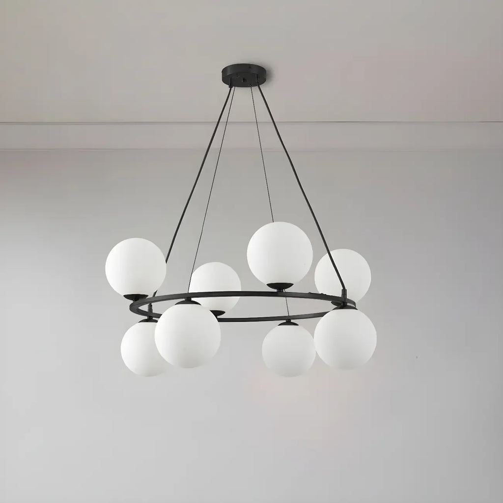 Lampadario a globo in vetro a 2 livelli regolabile per soggiorno