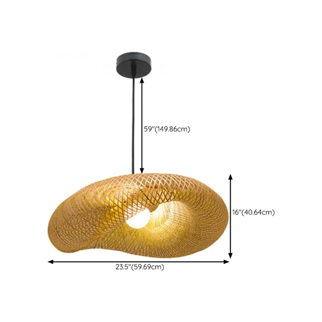 Suspension réglable en rotin et bambou de style oriental