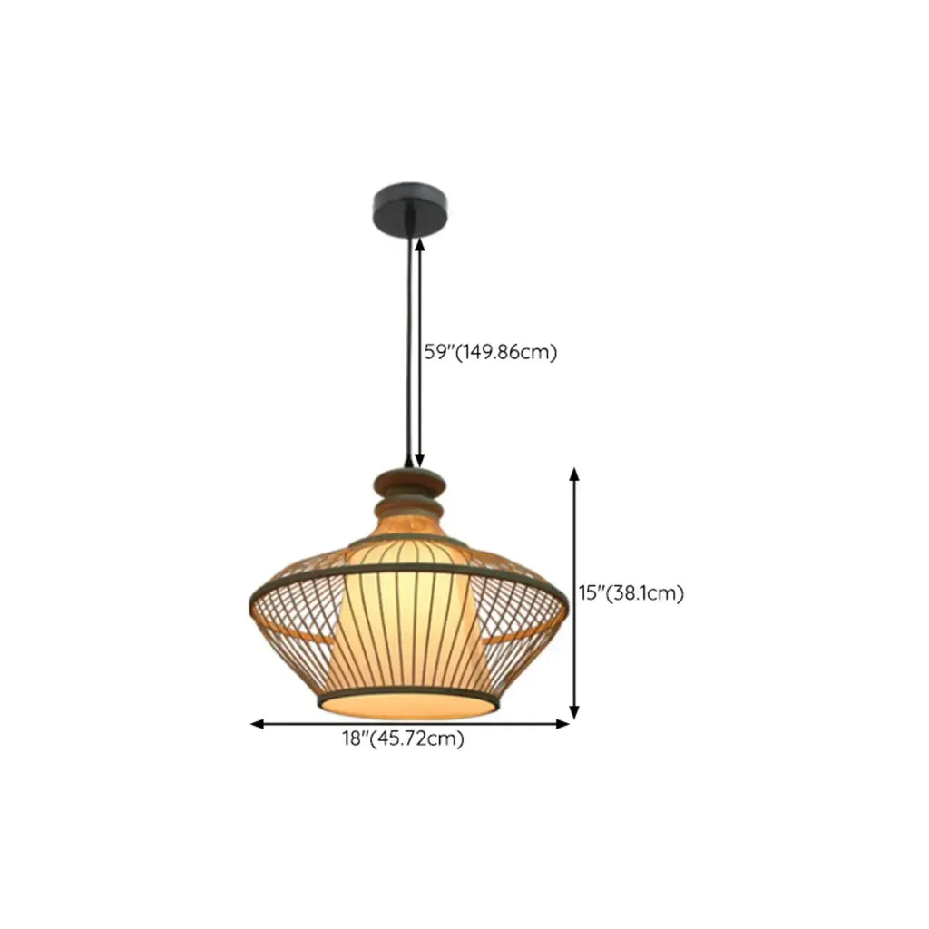 Suspension réglable en rotin et bambou de style oriental