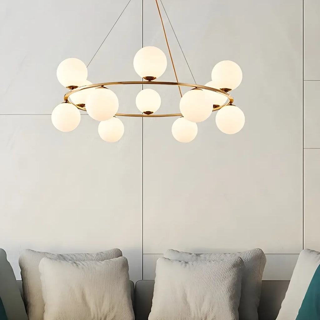 Lampadario a globo in vetro a 2 livelli regolabile per soggiorno