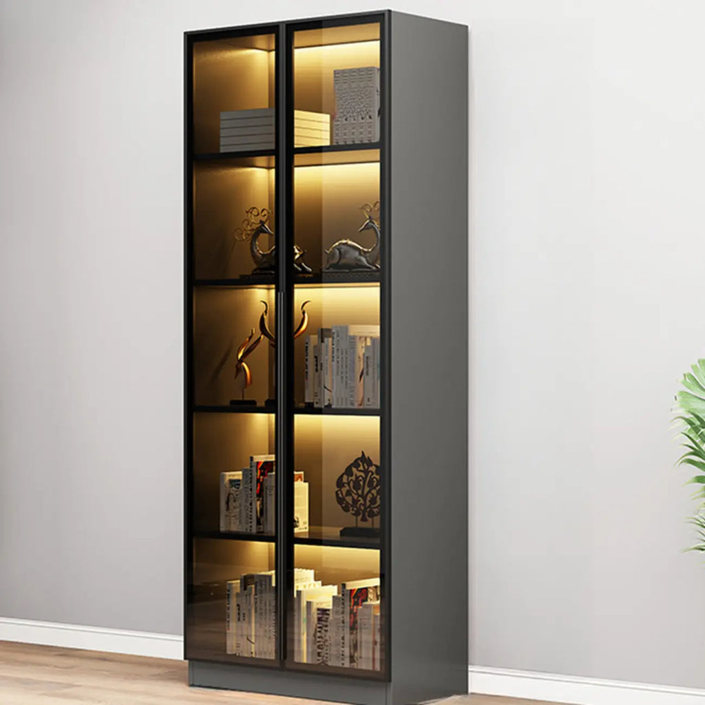 Bibliothèque élégante en verre avec éclairage LED pour bureau