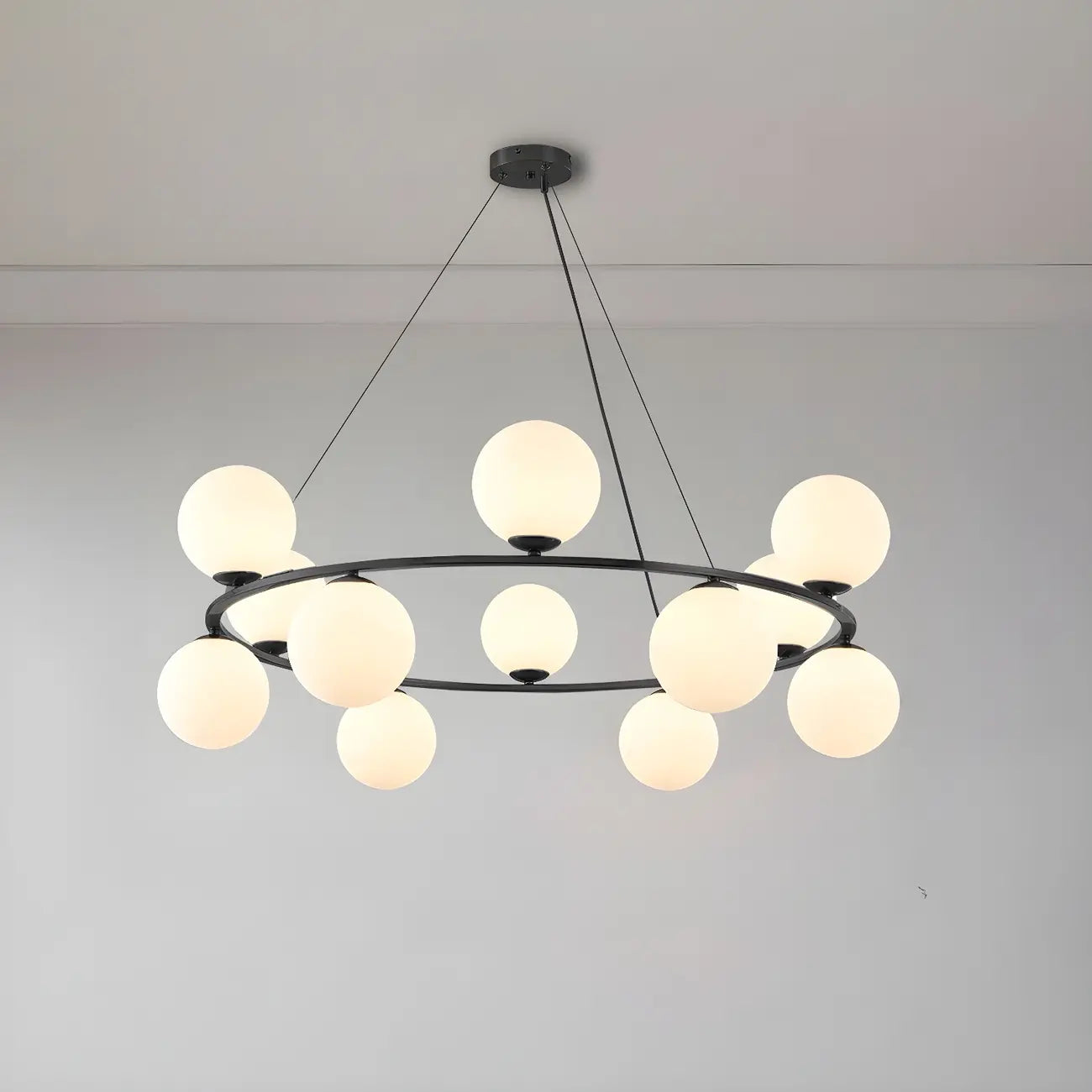 Lampadario a globo in vetro a 2 livelli regolabile per soggiorno