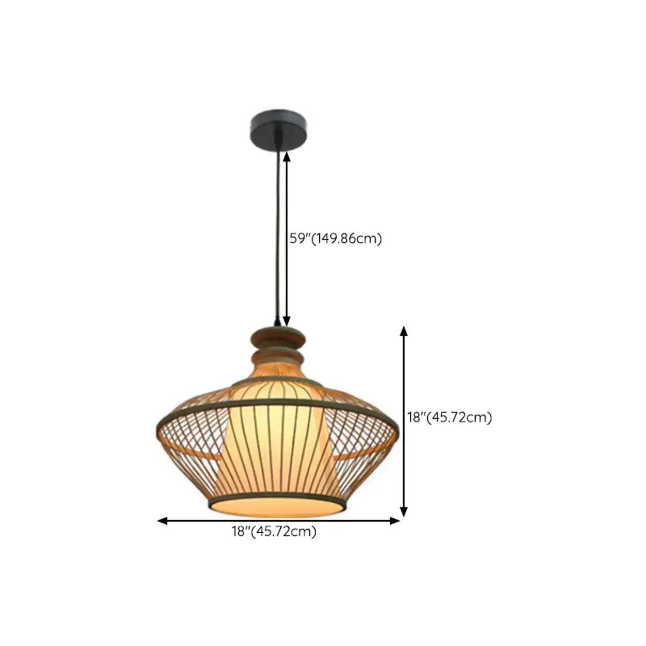 Suspension réglable en rotin et bambou de style oriental