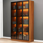 Bibliothèque élégante en verre avec éclairage LED pour bureau
