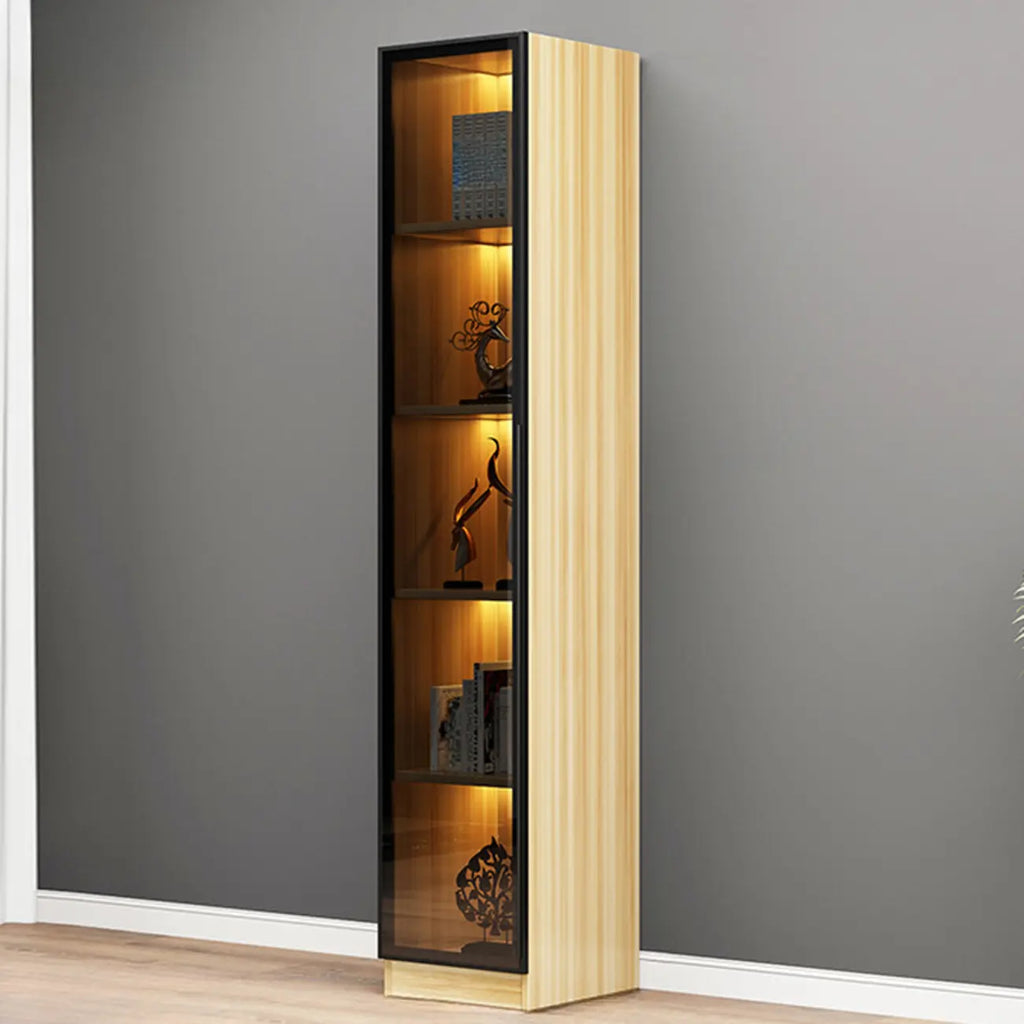 Bibliothèque élégante en verre avec éclairage LED pour bureau
