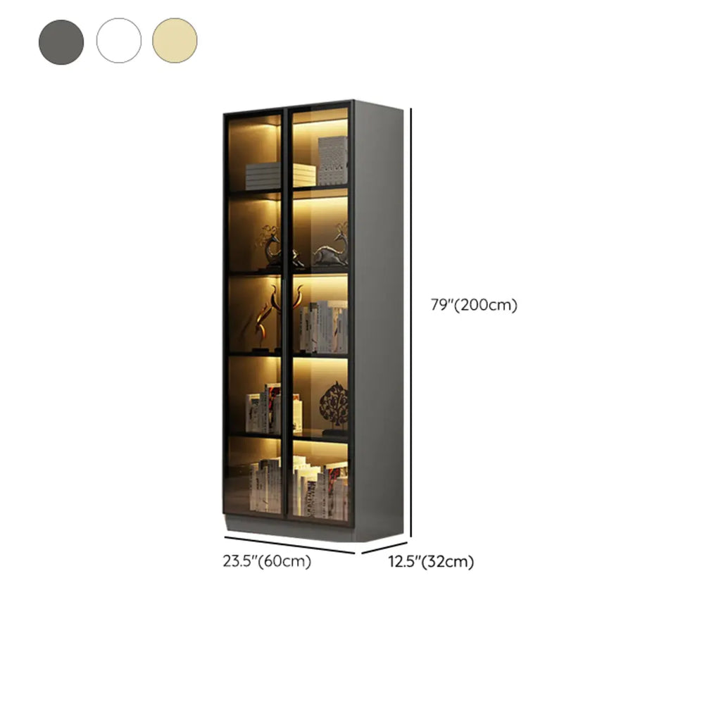 Bibliothèque élégante en verre avec éclairage LED pour bureau
