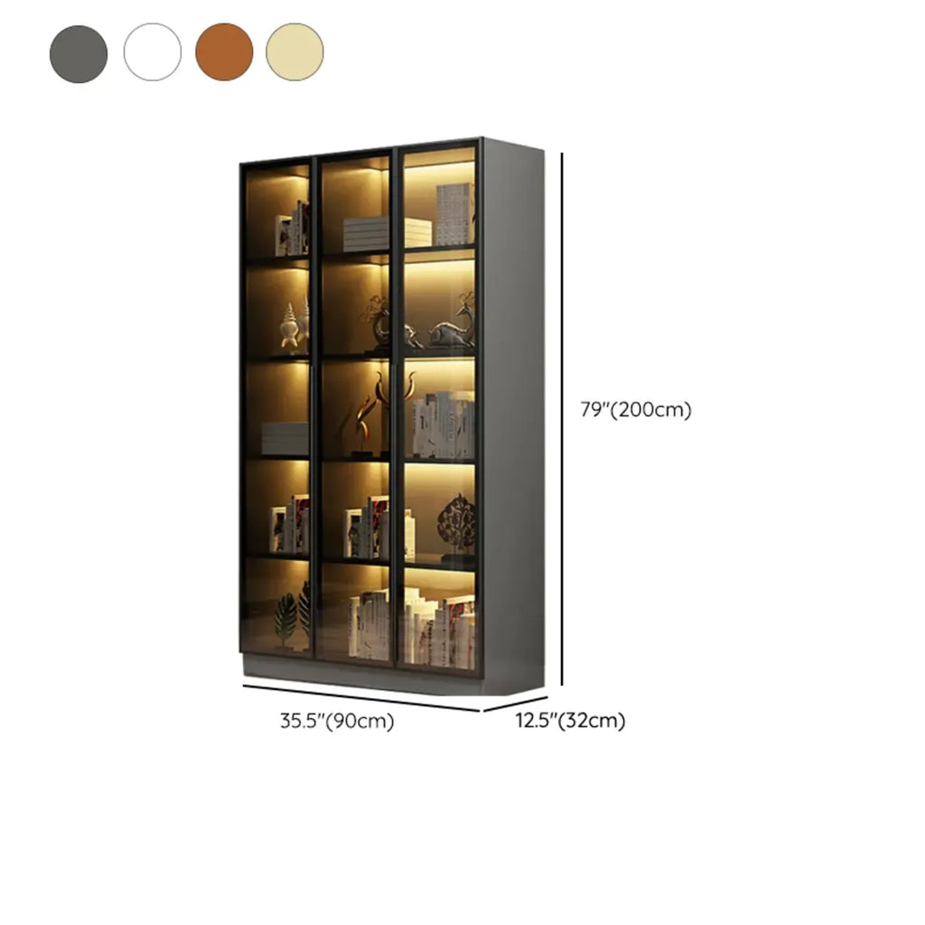 Bibliothèque élégante en verre avec éclairage LED pour bureau