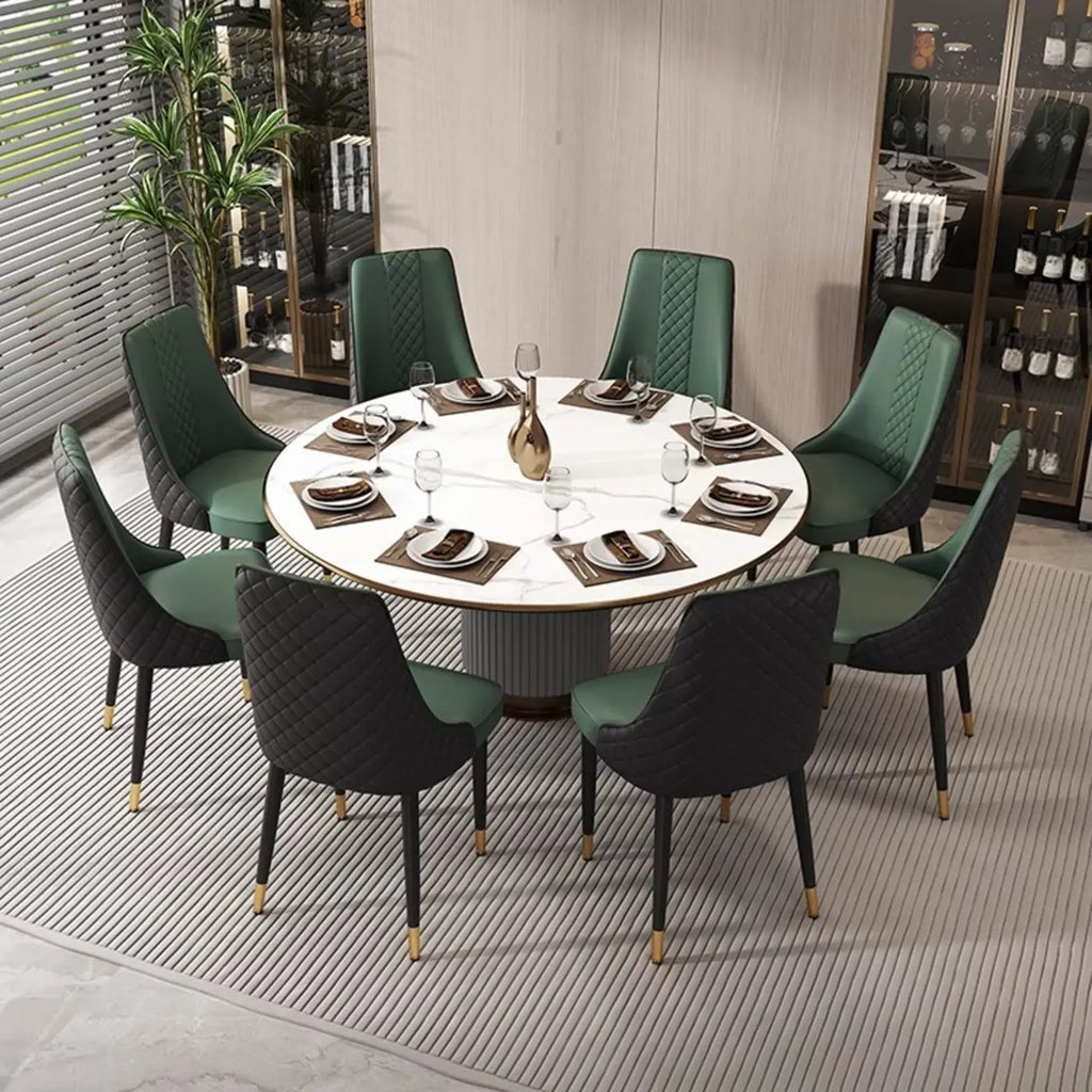 Chaise de salle à manger en similicuir avec dossier haut et accoudoirs inclinés