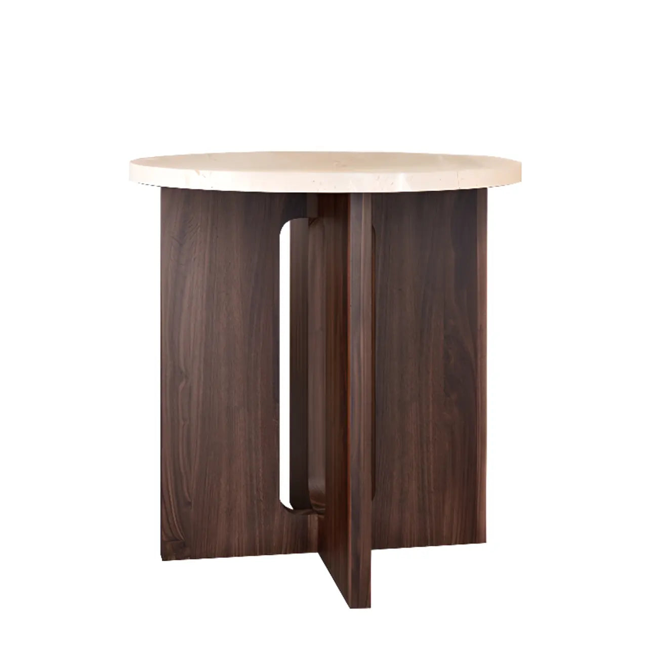 Table d'appoint ronde minimaliste en bois brun pour salon
