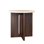 Table d'appoint ronde minimaliste en bois brun pour salon