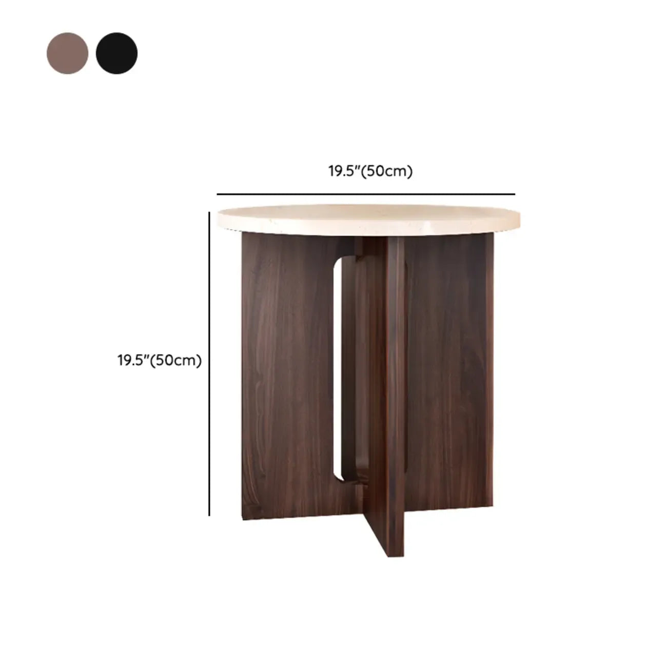 Table d'appoint ronde minimaliste en bois brun pour salon