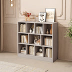 Bibliothèque de bureau horizontale moderne en bois gris avec étagères