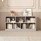 Bibliothèque de bureau horizontale moderne en bois gris avec étagères