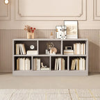 Bibliothèque de bureau horizontale moderne en bois gris avec étagères