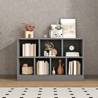 Bibliothèque de bureau horizontale moderne en bois gris avec étagères