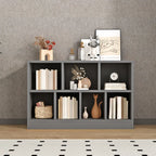 Bibliothèque de bureau horizontale moderne en bois gris avec étagères