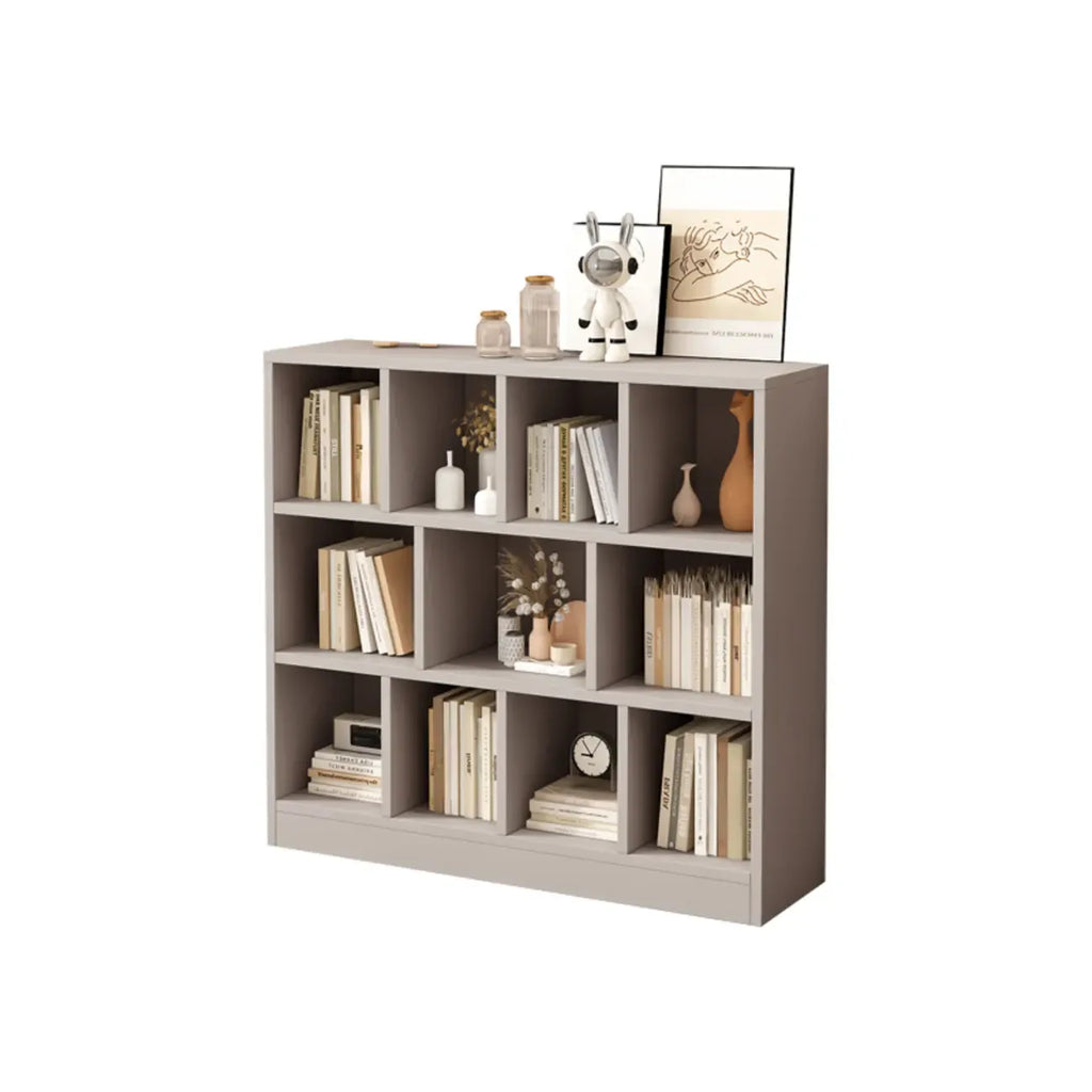 Bibliothèque de bureau horizontale moderne en bois gris avec étagères