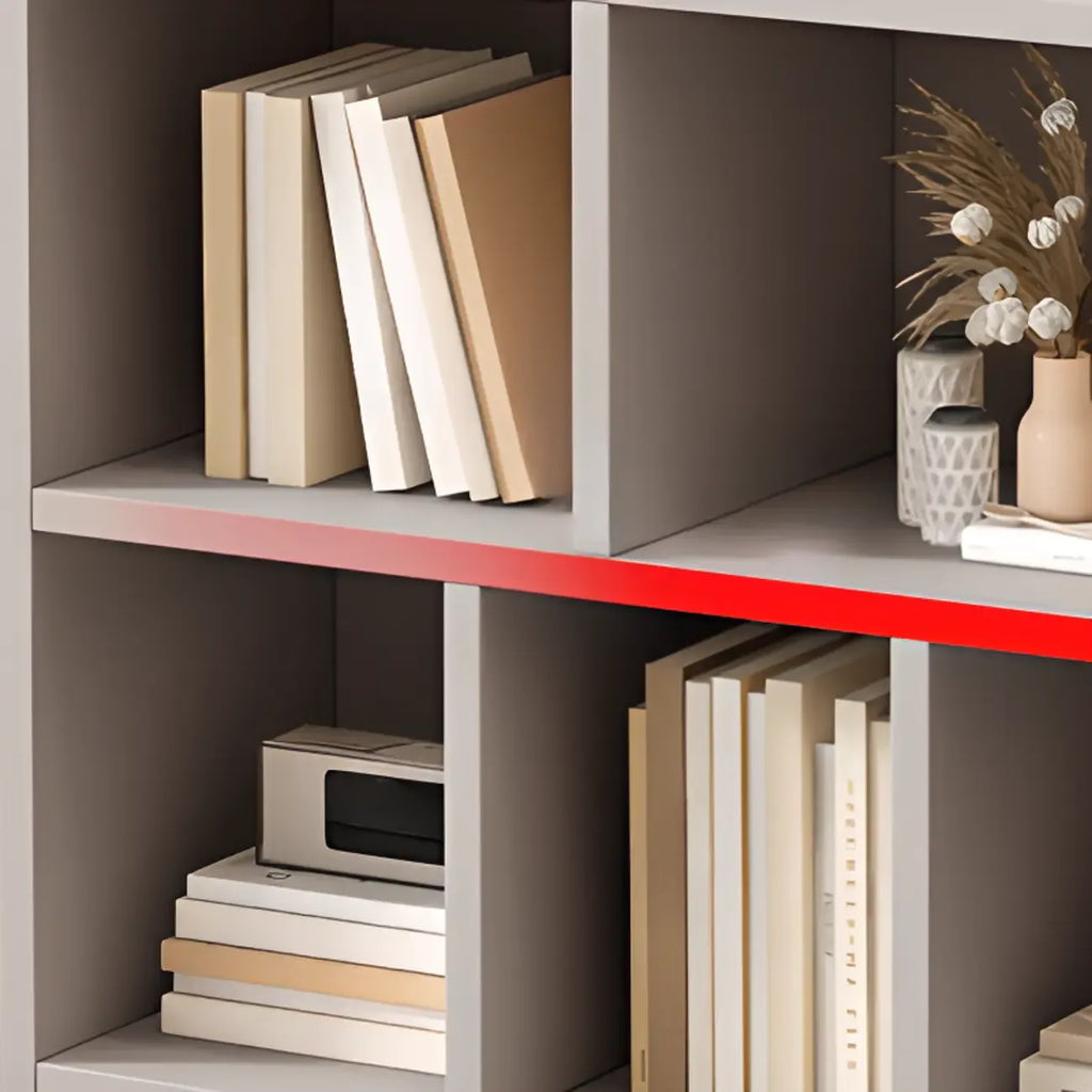 Bibliothèque de bureau horizontale moderne en bois gris avec étagères