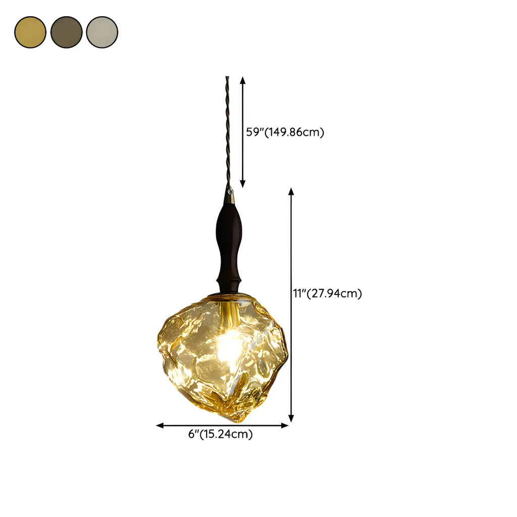 Suspension moderne en cristal ambré irrégulier pour la décoration intérieure