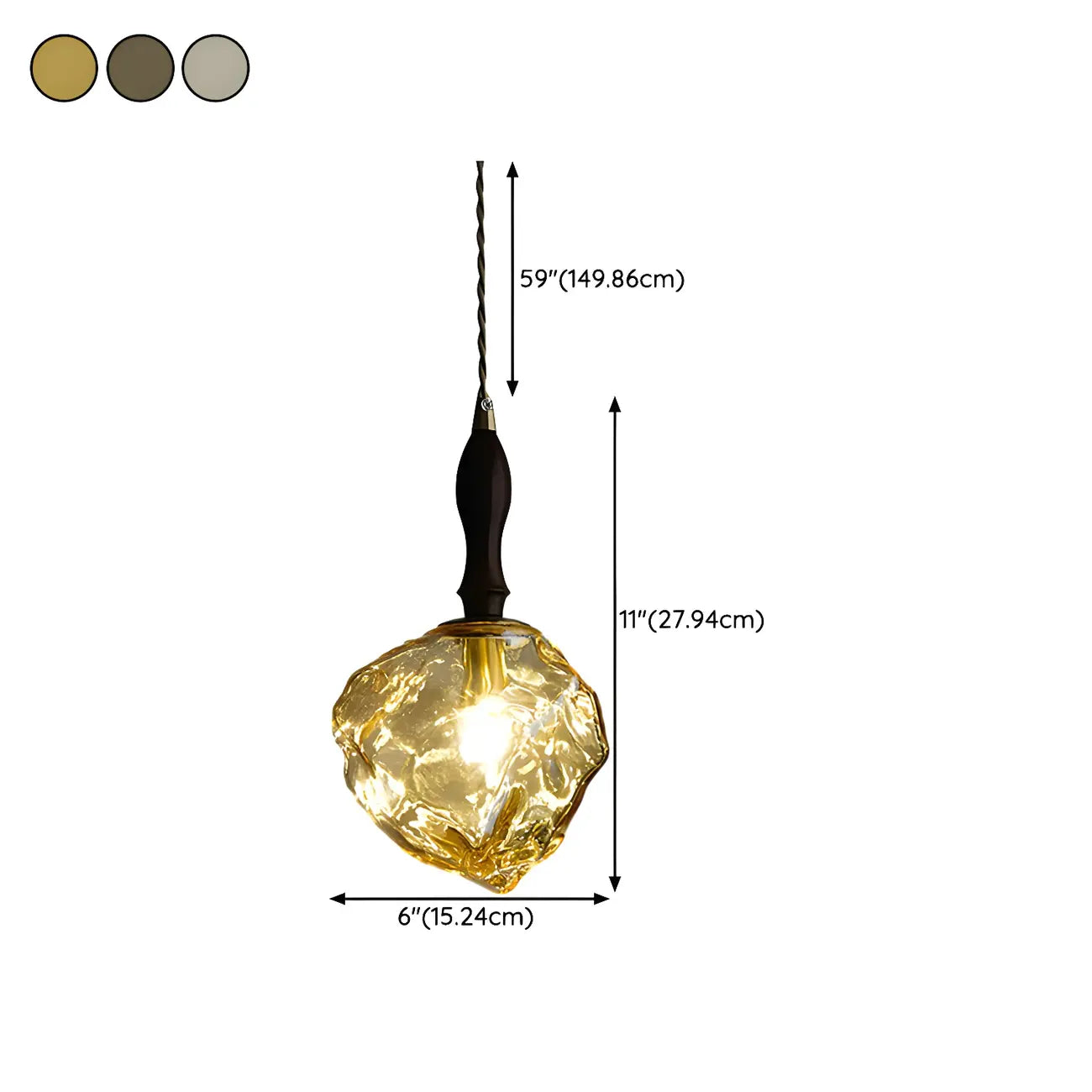 Suspension moderne en cristal ambré irrégulier pour la décoration intérieure