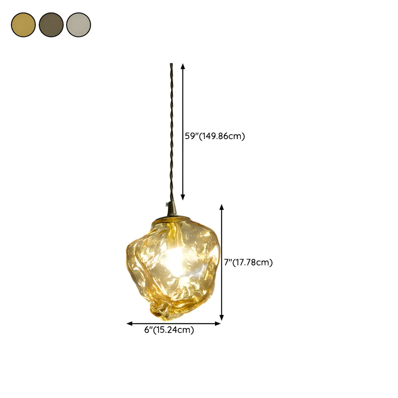 Suspension moderne en cristal ambré irrégulier pour la décoration intérieure