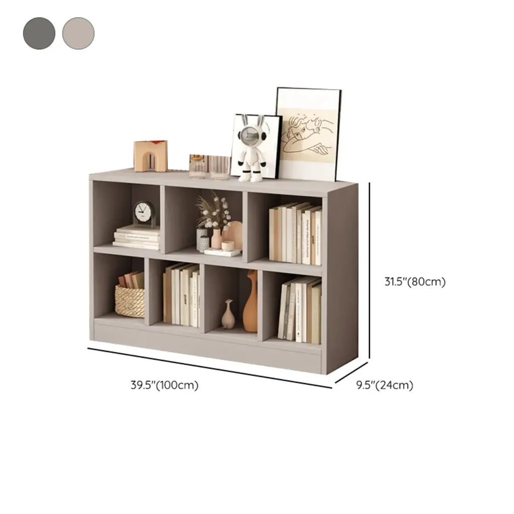 Bibliothèque de bureau horizontale moderne en bois gris avec étagères