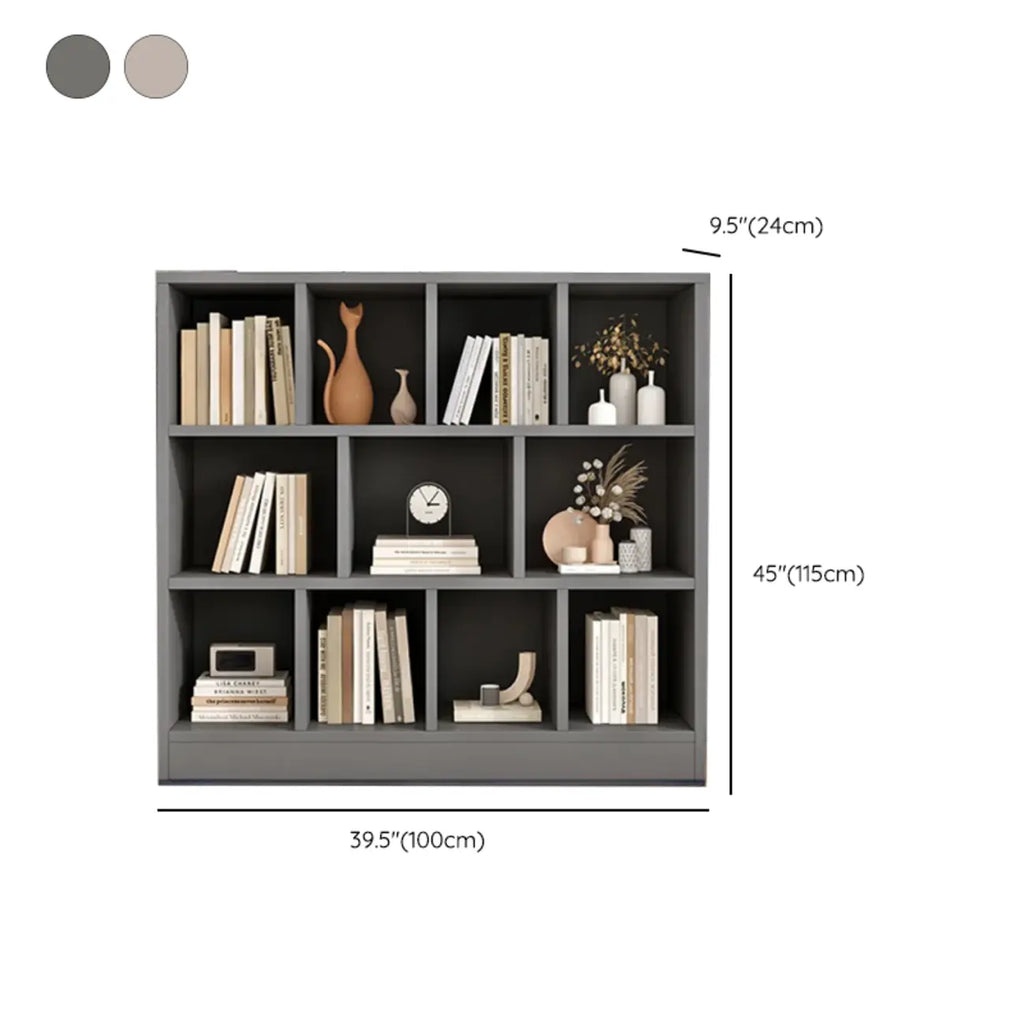 Bibliothèque de bureau horizontale moderne en bois gris avec étagères
