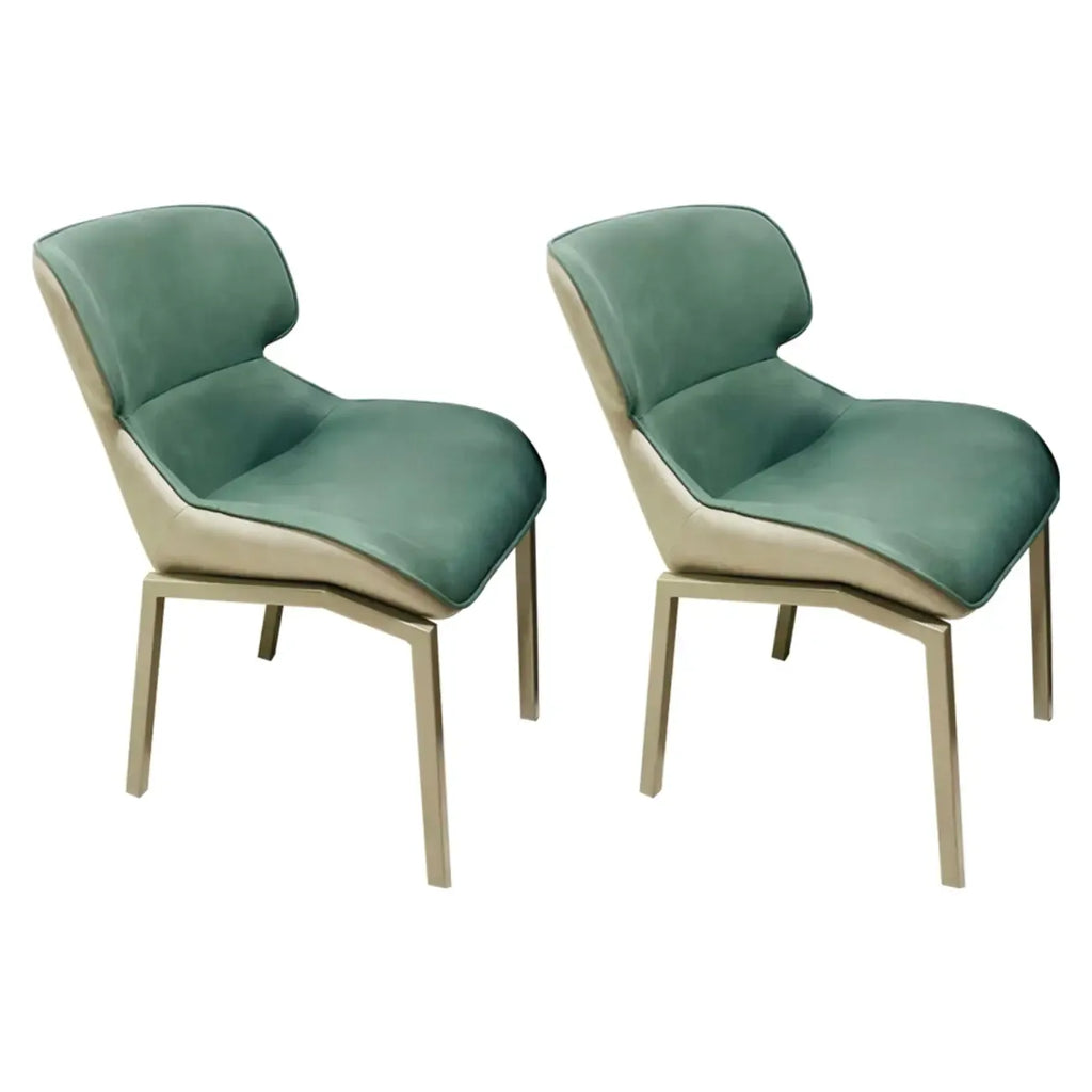 Chaise de salle à manger rembourrée en similicuir camel avec pieds en métal