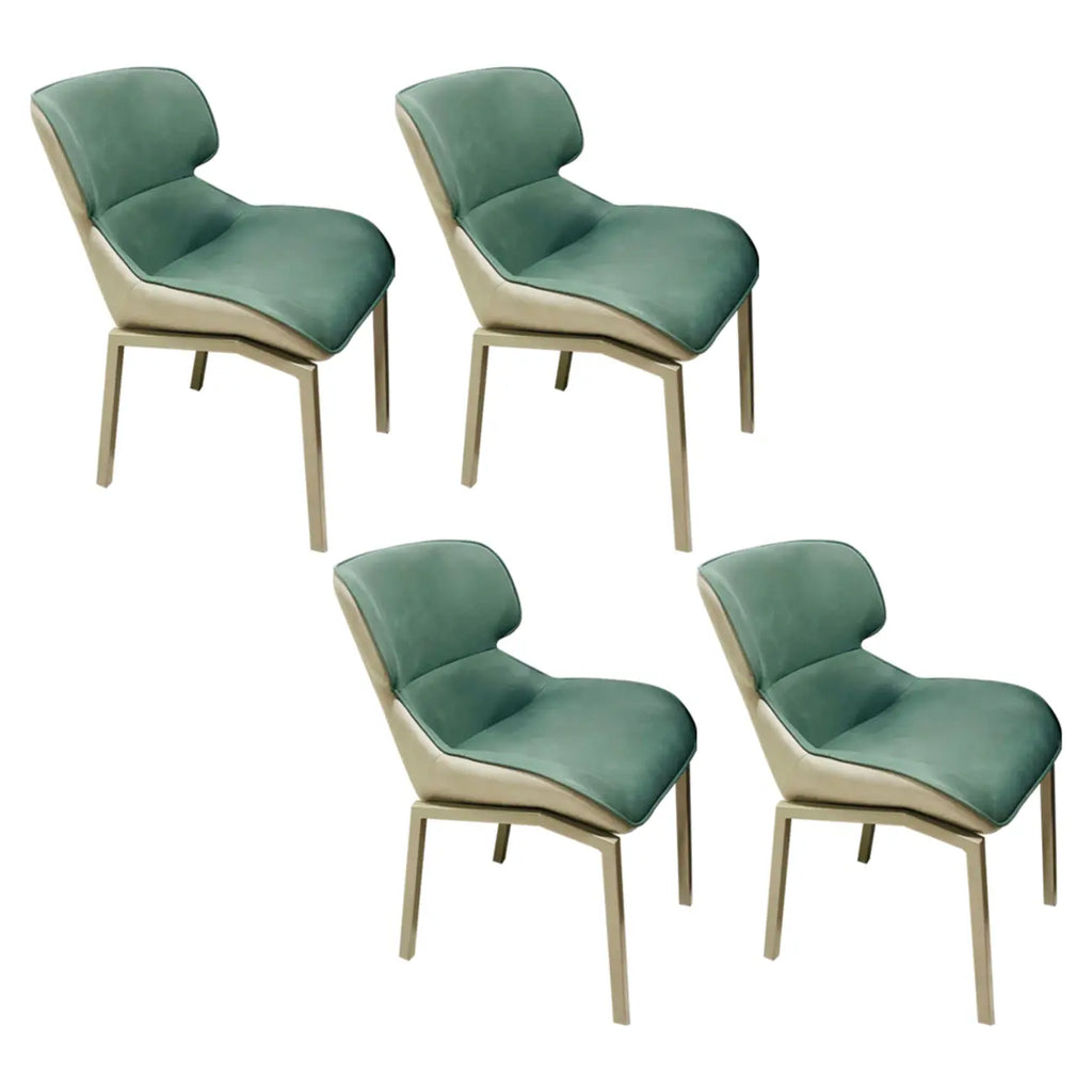 Chaise de salle à manger rembourrée en similicuir camel avec pieds en métal