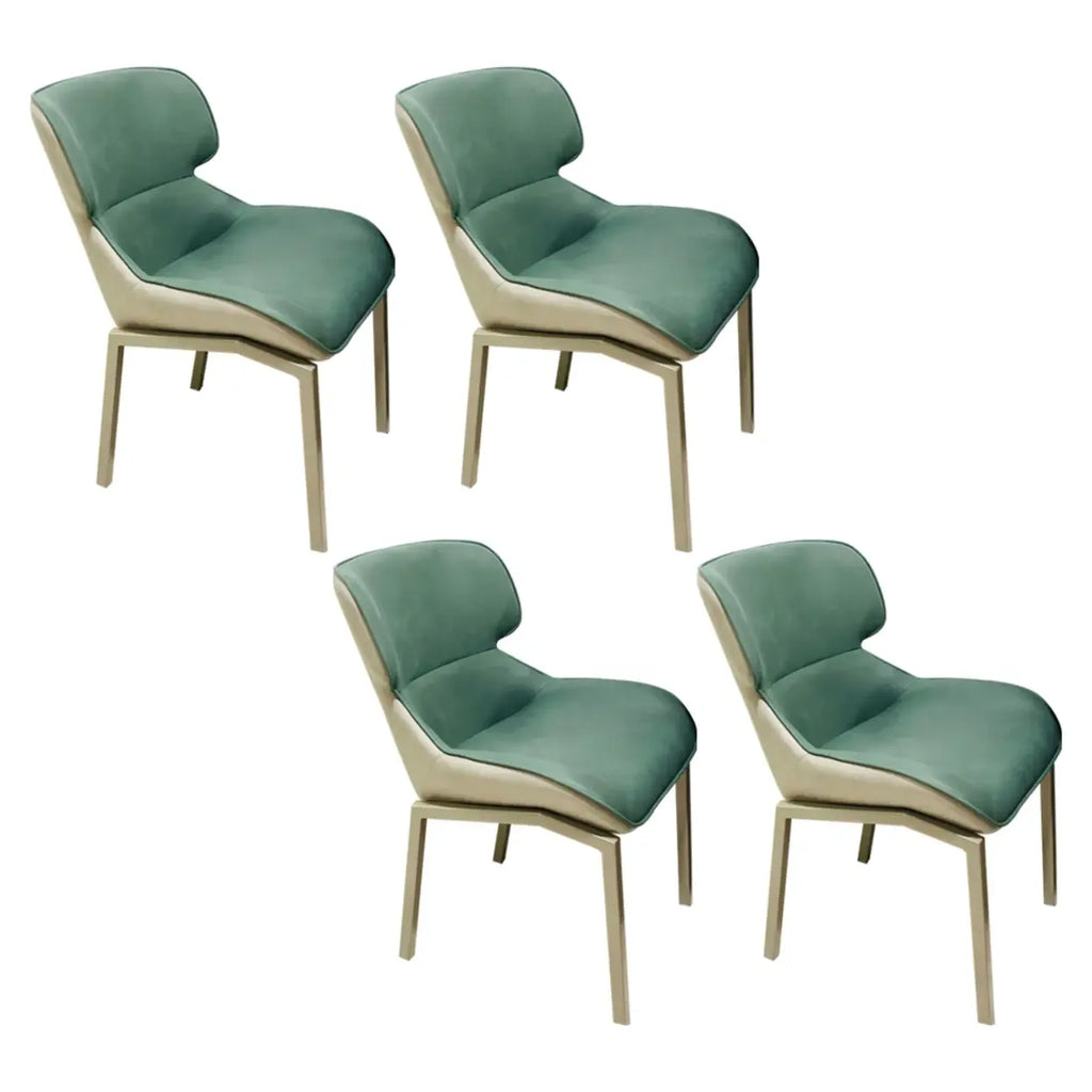 Chaise de salle à manger rembourrée en similicuir camel avec pieds en métal