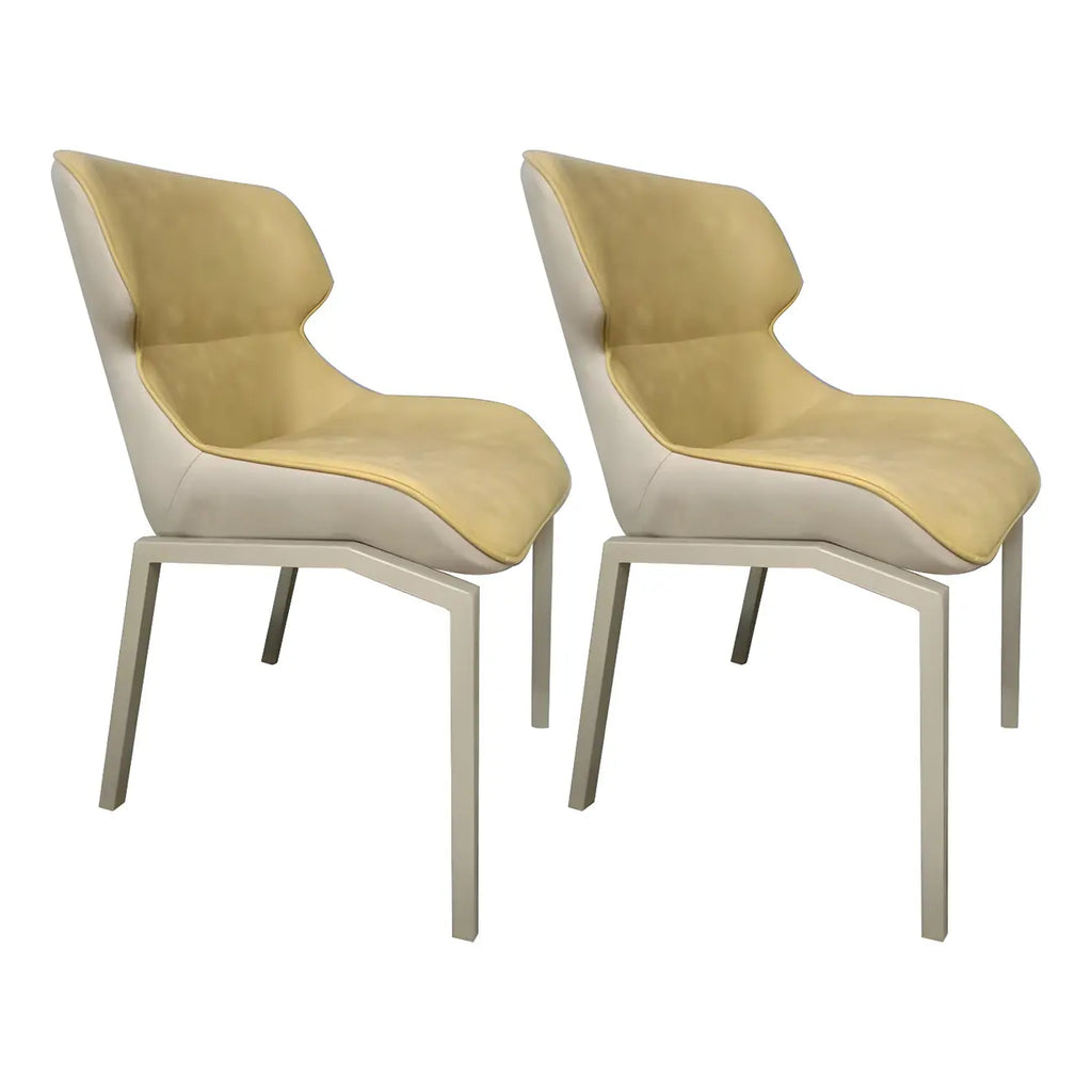Chaise de salle à manger rembourrée en similicuir camel avec pieds en métal