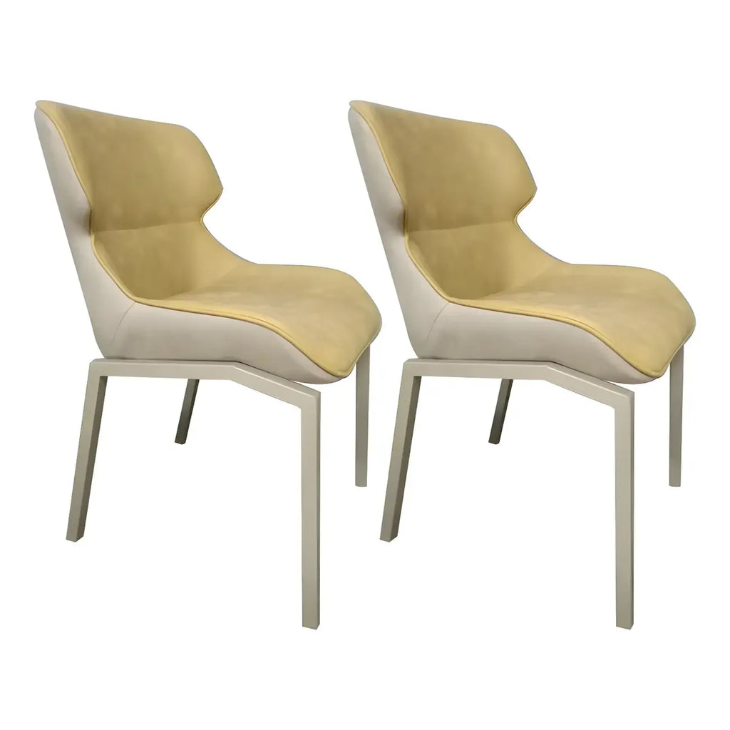 Chaise de salle à manger rembourrée en similicuir camel avec pieds en métal