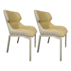 Chaise de salle à manger rembourrée en similicuir camel avec pieds en métal