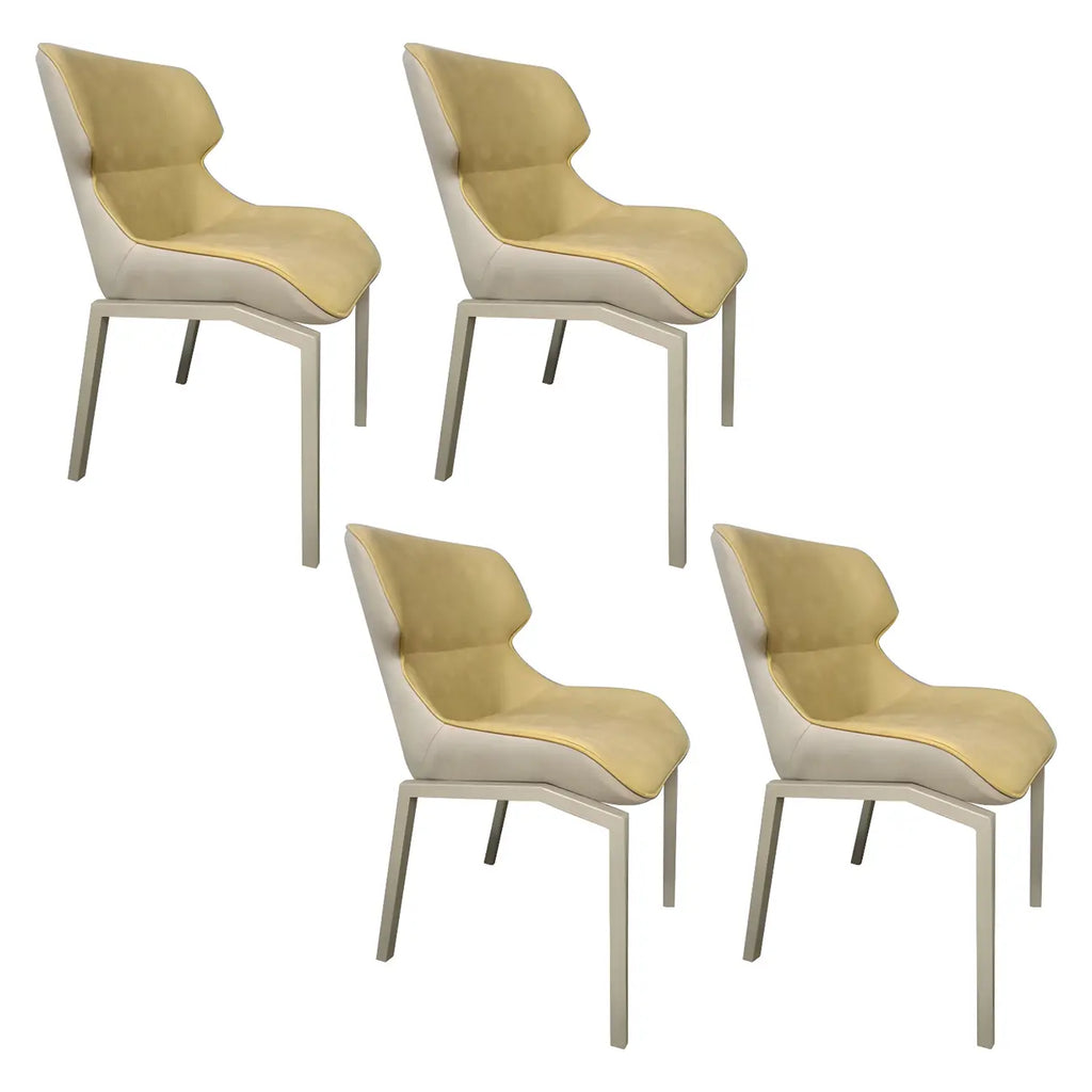 Chaise de salle à manger rembourrée en similicuir camel avec pieds en métal