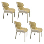Chaise de salle à manger rembourrée en similicuir camel avec pieds en métal