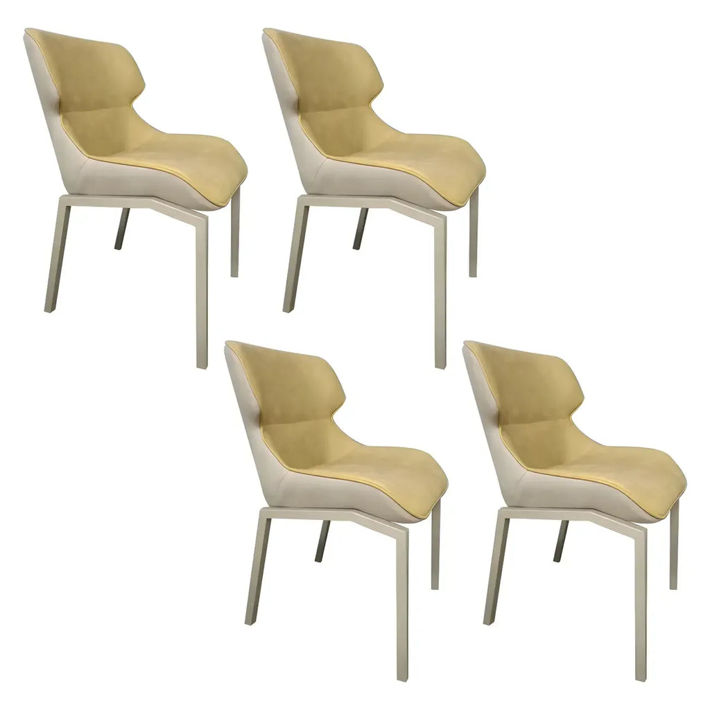 Chaise de salle à manger rembourrée en similicuir camel avec pieds en métal