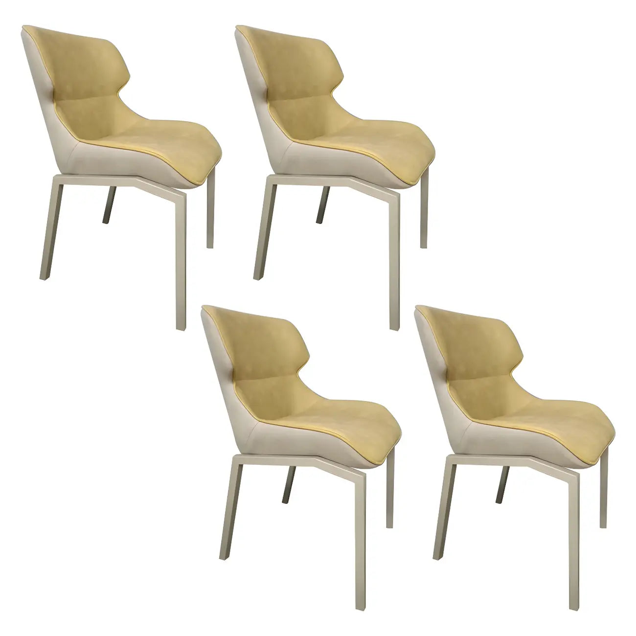 Chaise de salle à manger rembourrée en similicuir camel avec pieds en métal