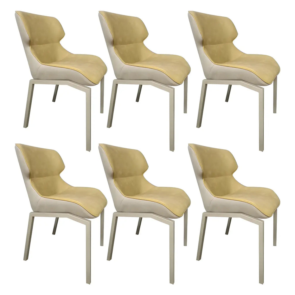 Chaise de salle à manger rembourrée en similicuir camel avec pieds en métal