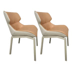 Chaise de salle à manger rembourrée en similicuir camel avec pieds en métal
