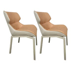 Chaise de salle à manger rembourrée en similicuir camel avec pieds en métal