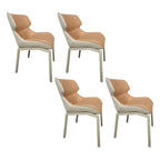 Chaise de salle à manger rembourrée en similicuir camel avec pieds en métal