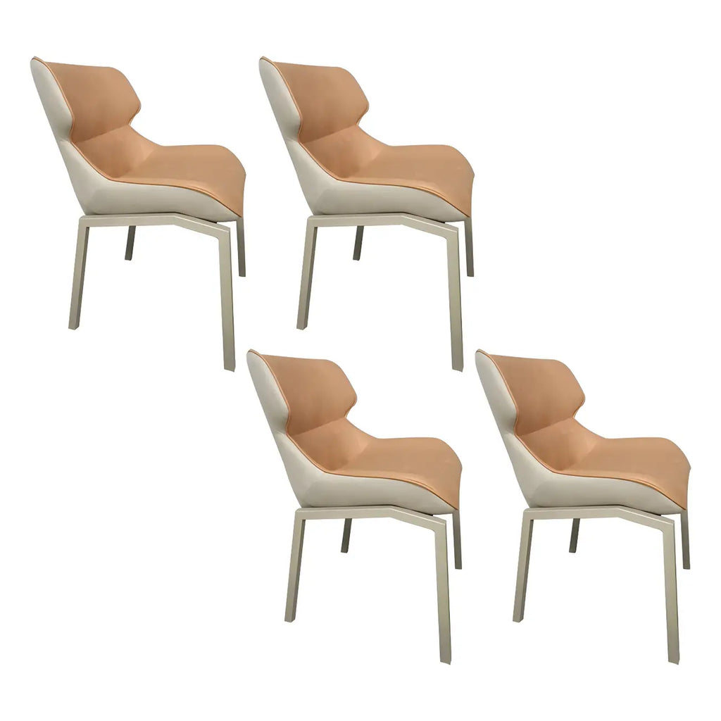 Chaise de salle à manger rembourrée en similicuir camel avec pieds en métal