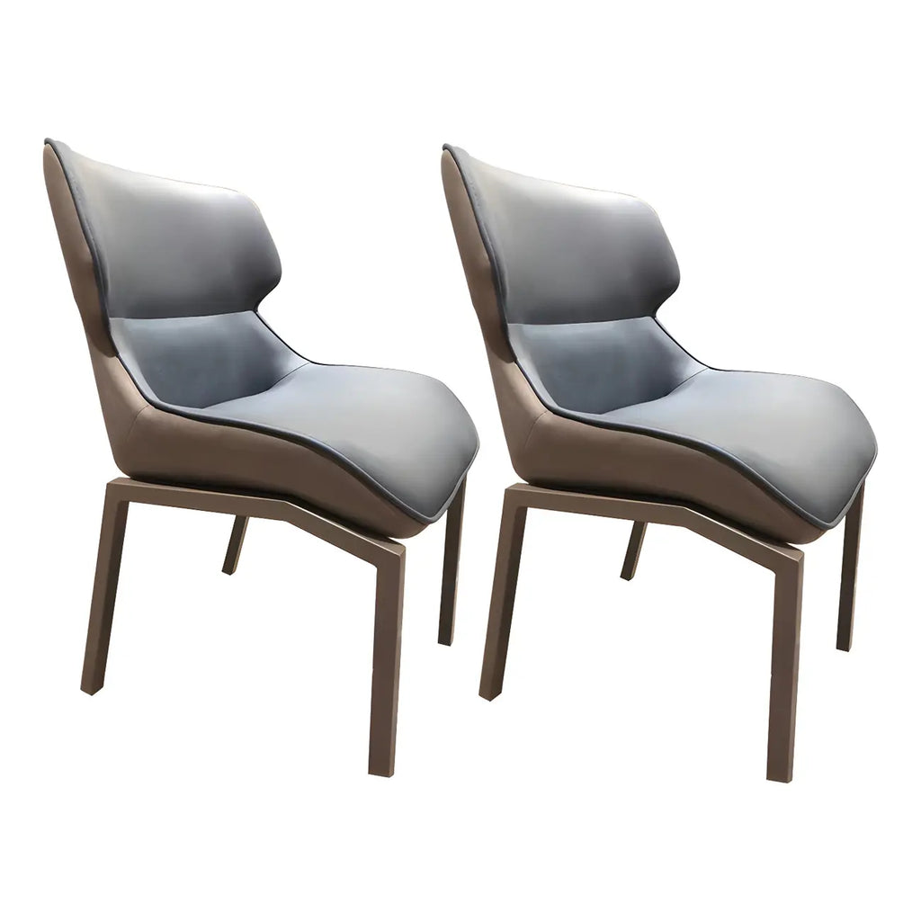 Chaise de salle à manger rembourrée en similicuir camel avec pieds en métal
