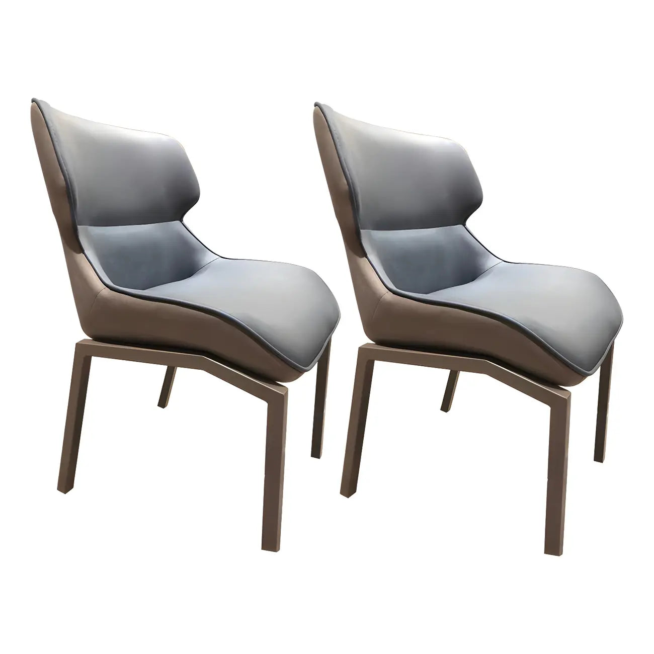 Chaise de salle à manger rembourrée en similicuir camel avec pieds en métal