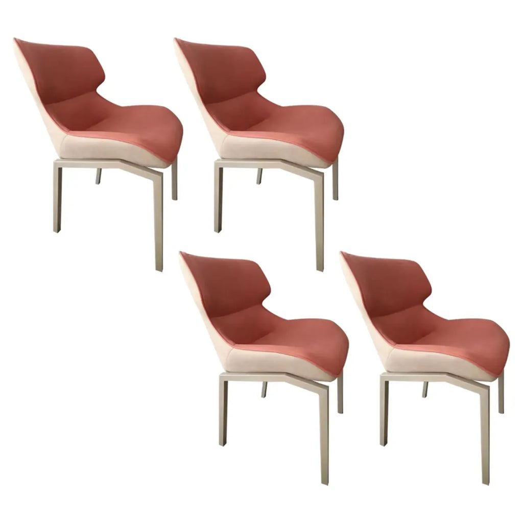 Chaise de salle à manger rembourrée en similicuir camel avec pieds en métal