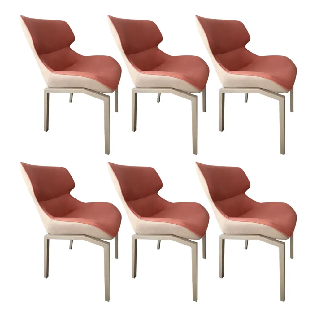 Chaise de salle à manger rembourrée en similicuir camel avec pieds en métal