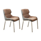 Chaise de salle à manger rembourrée en similicuir camel avec pieds en métal