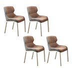 Chaise de salle à manger rembourrée en similicuir camel avec pieds en métal