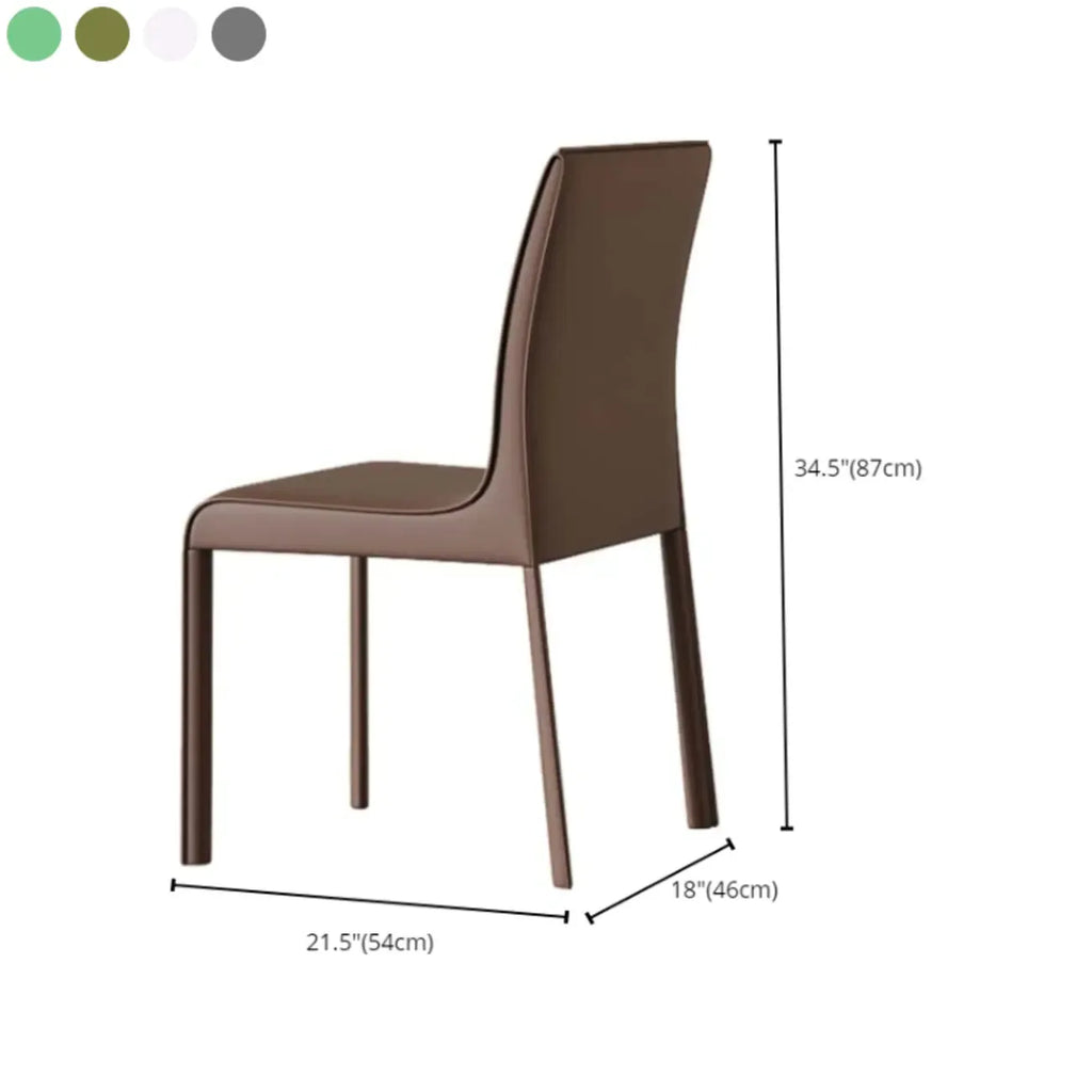 Chaise de salle à manger moderne sans accoudoirs en similicuir pour la cuisine